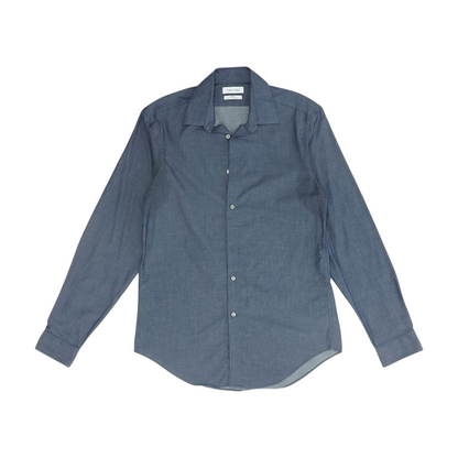 Blue Chevron Long Sleeve Button Down