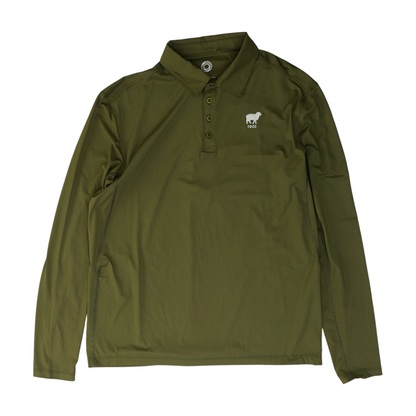 Green Solid Long Sleeve Polo