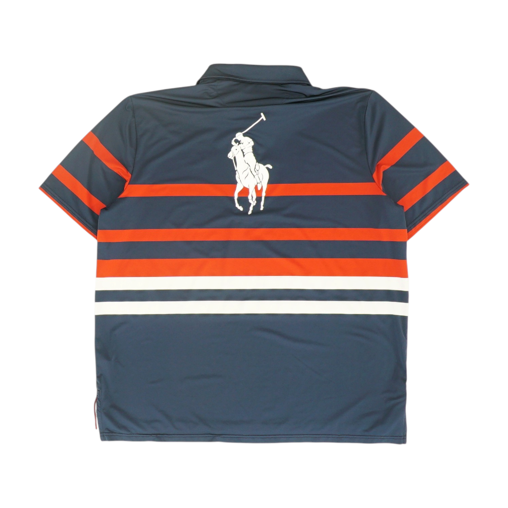 Navy Striped Short Sleeve Polo