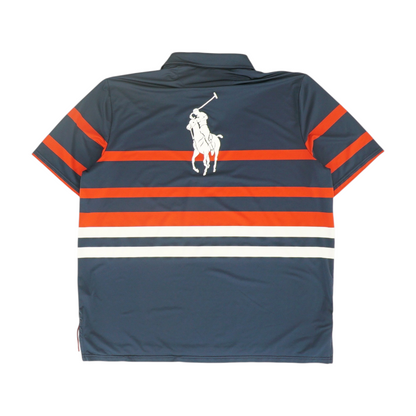 Navy Striped Short Sleeve Polo