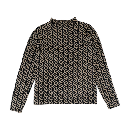 Brown Print Pullover Sweater