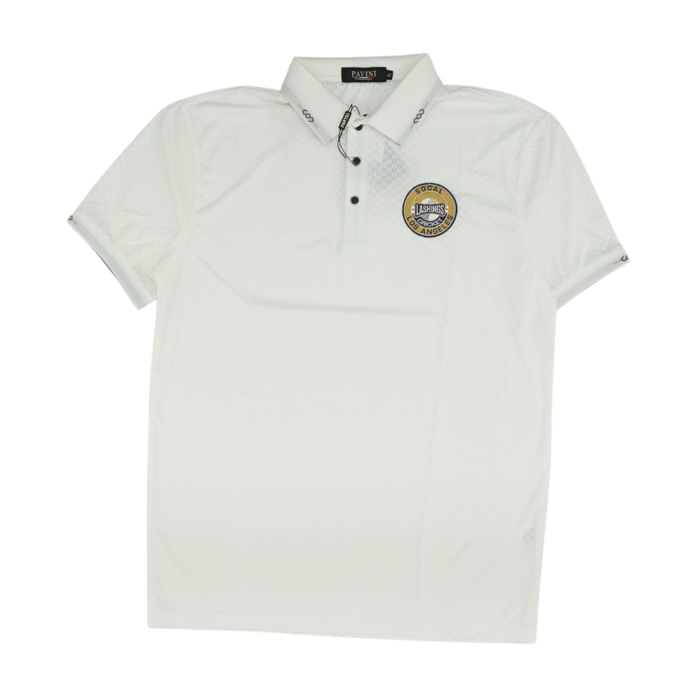 White Check Short Sleeve Polo