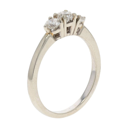 5/8 Ct 14K White Gold 3 Stone Round Diamond Engagement Ring