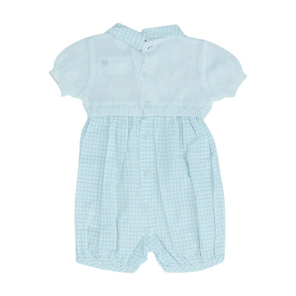 Vintage Blue Check Short Sleeve One-Piece