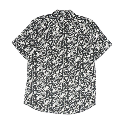 Black Floral Short Sleeve Button Down