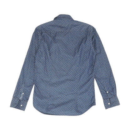 Blue Geometric Long Sleeve Button Down