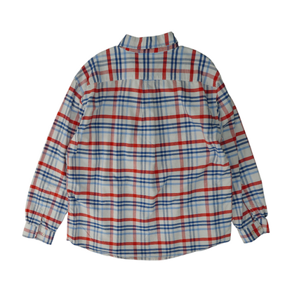 White Plaid Long Sleeve Button Down