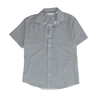 Navy Abstract Short Sleeve Button Down