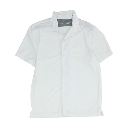 White Solid Short Sleeve Button Down