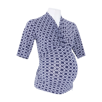 Navy Maternity Print Blouse