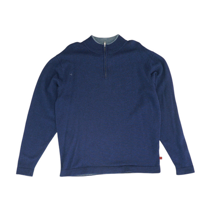 Navy Solid 1/4 Zip Sweater