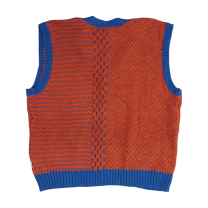 Orange Print Vest Sweater