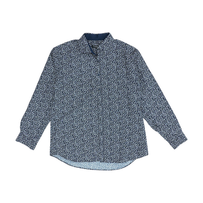 Navy Floral Long Sleeve Button Down