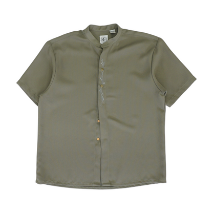 Olive Solid Short Sleeve Button Down
