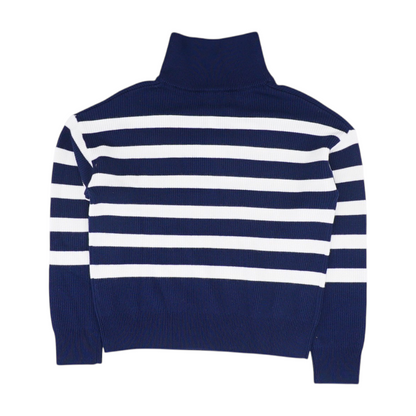 Navy Striped 1/4 Zip Sweater