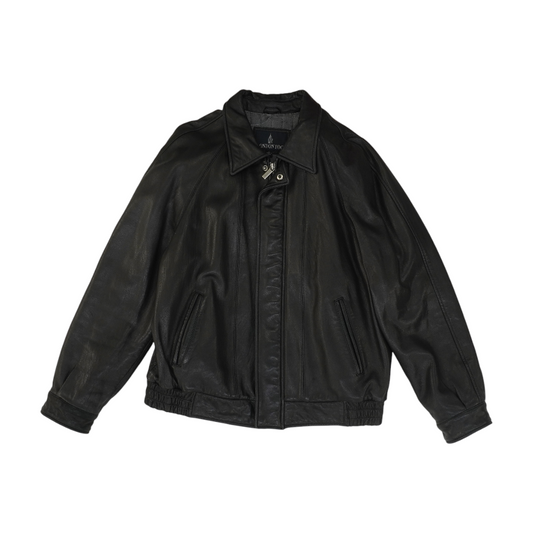 Black Solid Leather Jacket