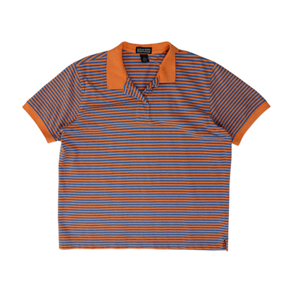 Orange Striped Short Sleeve Polo