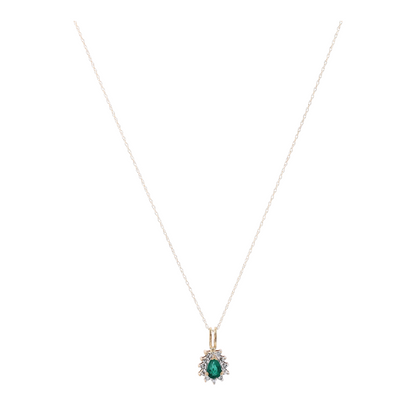 10K Two-Tone Gold Emerald Pendant Necklace