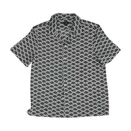 Black Print Short Sleeve Button Down