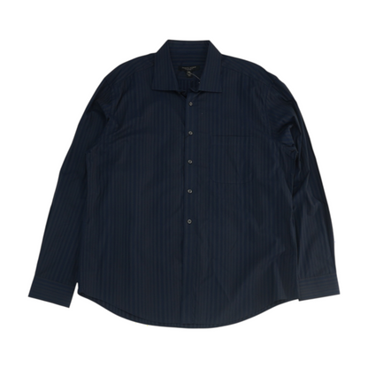 Navy Striped Long Sleeve Button Down
