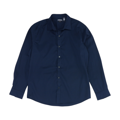 Navy Striped Long Sleeve Button Down
