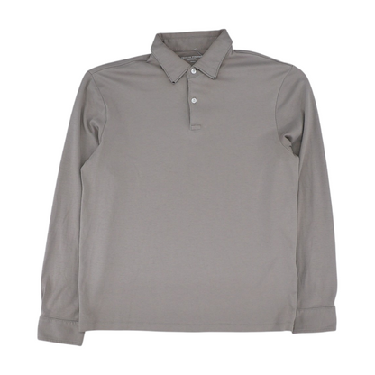 Brown Solid Long Sleeve Polo