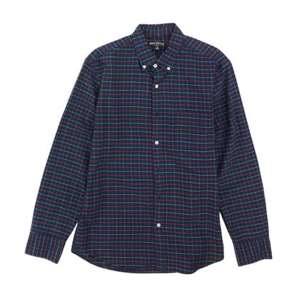 Navy Plaid Long Sleeve Button Down