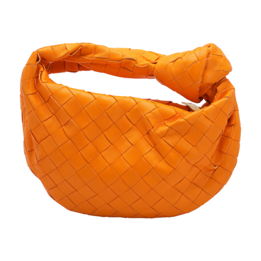 Intrecciato Mini Jodie Bag in Tangerine Orange Leather