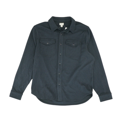 Navy Houndstooth Flannel Button Down