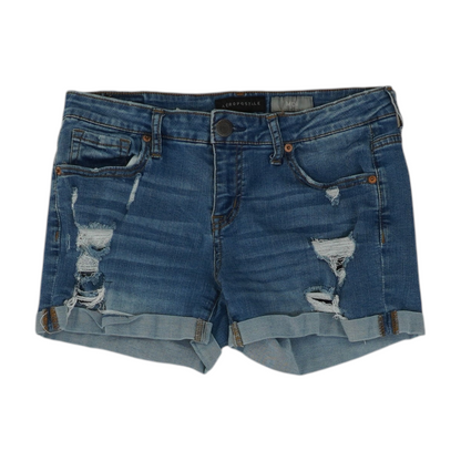 Blue Solid Denim Shorts