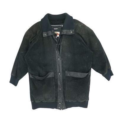 Vintage Black Solid Leather Jacket