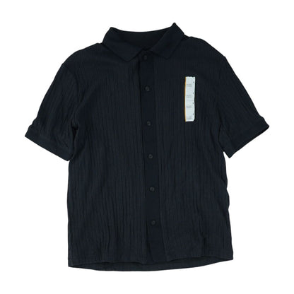 Gray Striped Short Sleeve Button Down