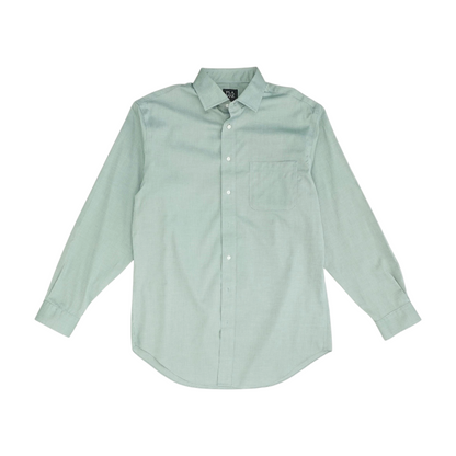 Green Solid Long Sleeve Button Down