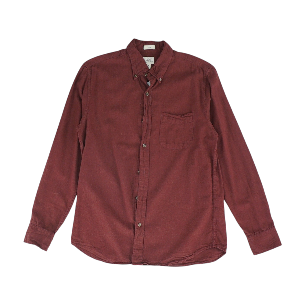 Red Solid Long Sleeve Button Down