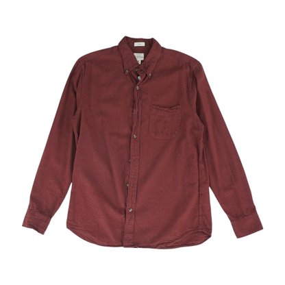 Red Solid Long Sleeve Button Down