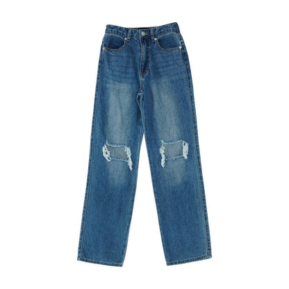 Blue Solid Straight Jeans