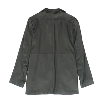 Black Solid Leather Jacket