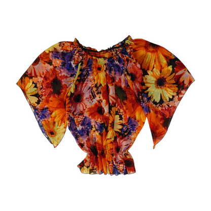 Orange Floral Blouse
