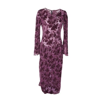Purple Floral Midi Dress