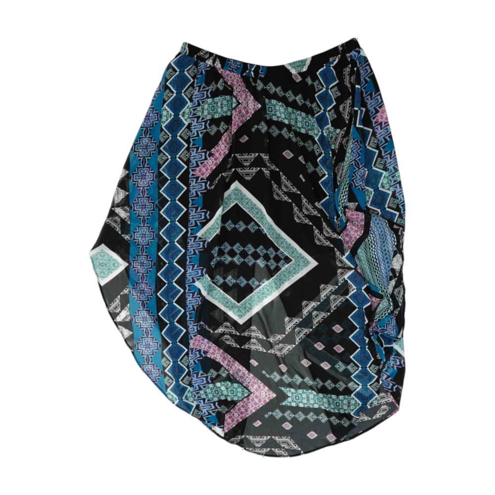 Black Geometric Midi Skirt