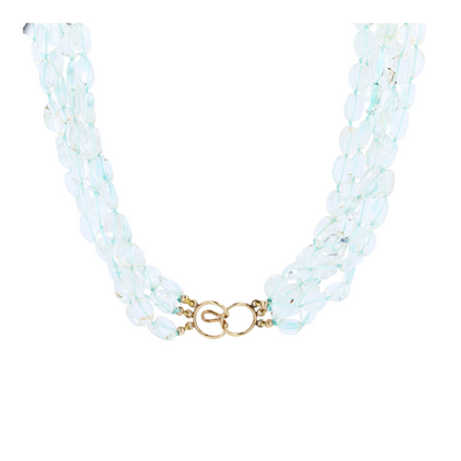 14K Yellow Gold Aquamarine Beaded Necklace