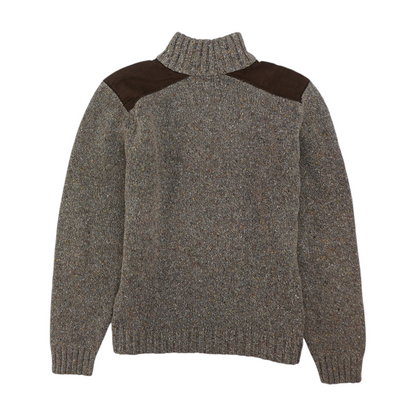Brown Color Block Pullover Sweater