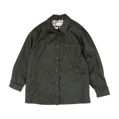 Black Solid Faux Leather Jacket