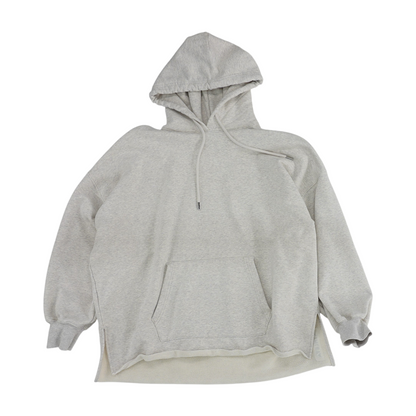 Beige Solid Hoodie Pullover