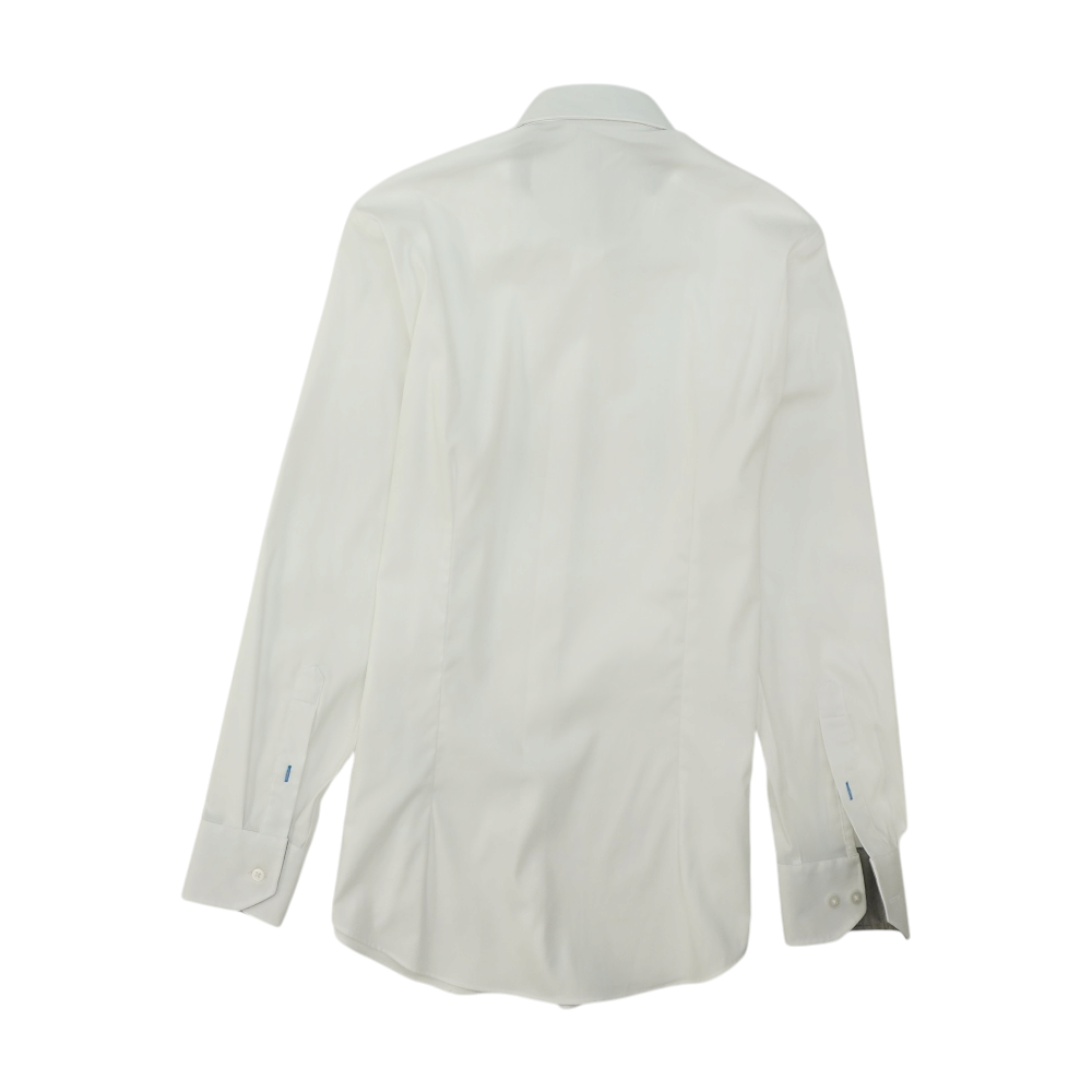 White Solid Long Sleeve Button Down