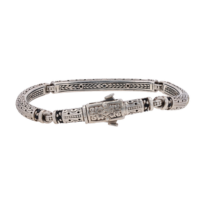 Sterling Silver Black Stones Chain Bracelet
