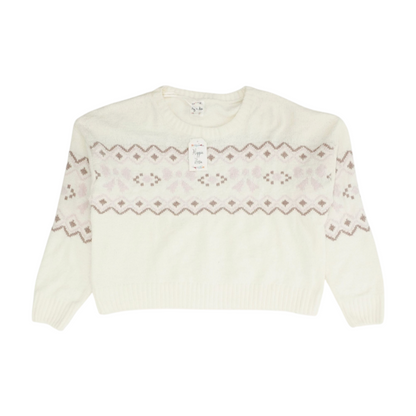 White Print Pullover Sweater