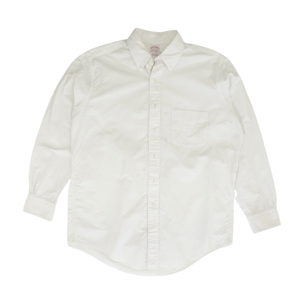 White Solid Long Sleeve Button Down