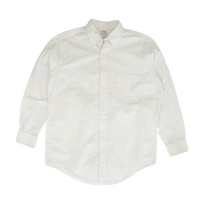 White Solid Long Sleeve Button Down