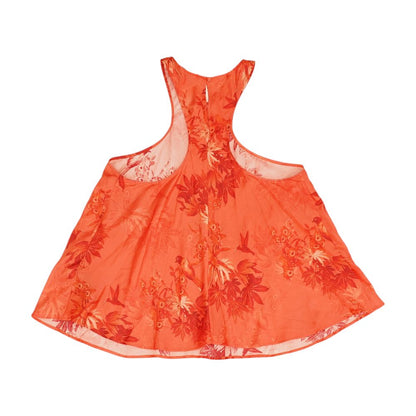Red Floral Sleeveless Blouse